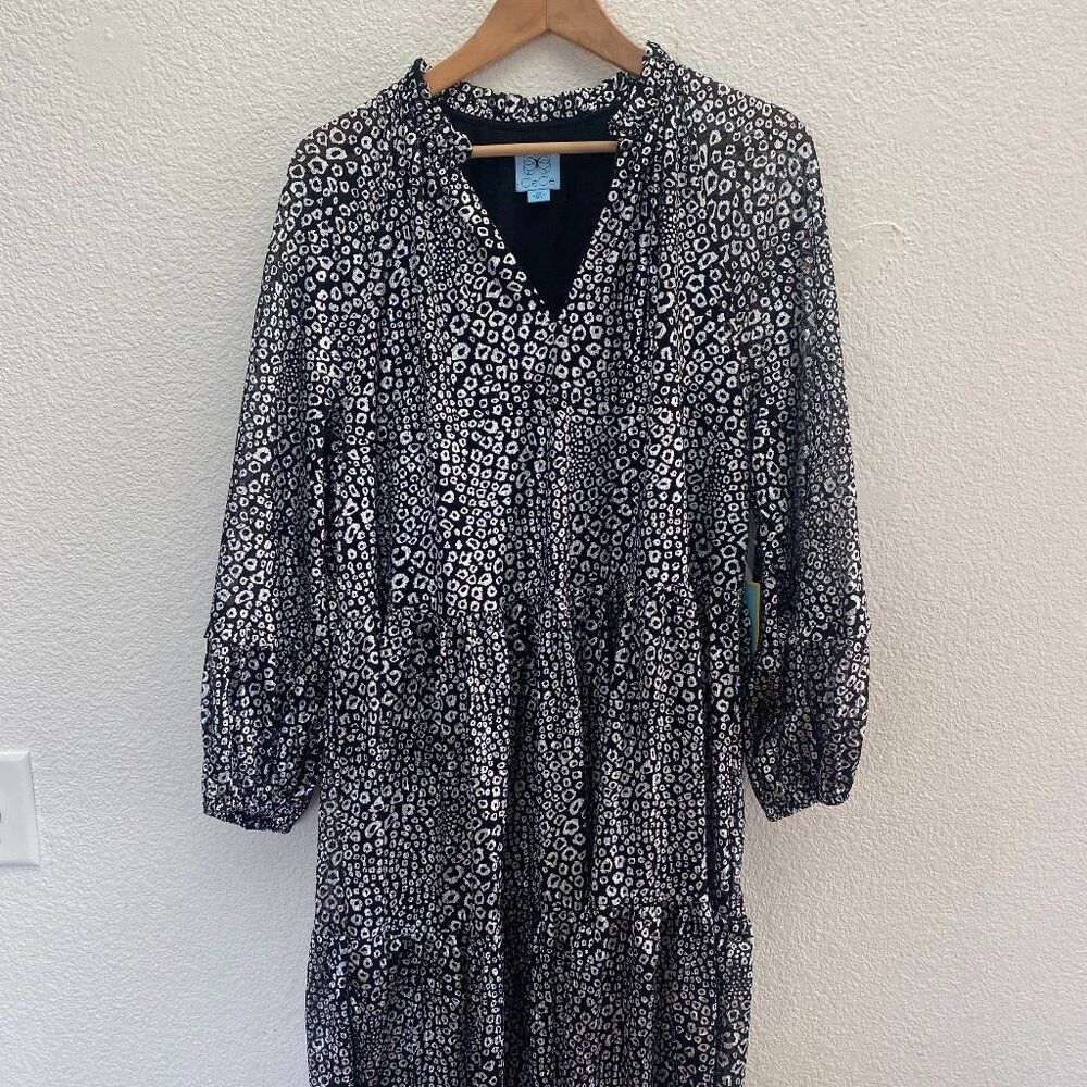 NEW CeCe Babydoll Mini Dress Leopard Print Pattern Size 2X Lined NWT $109